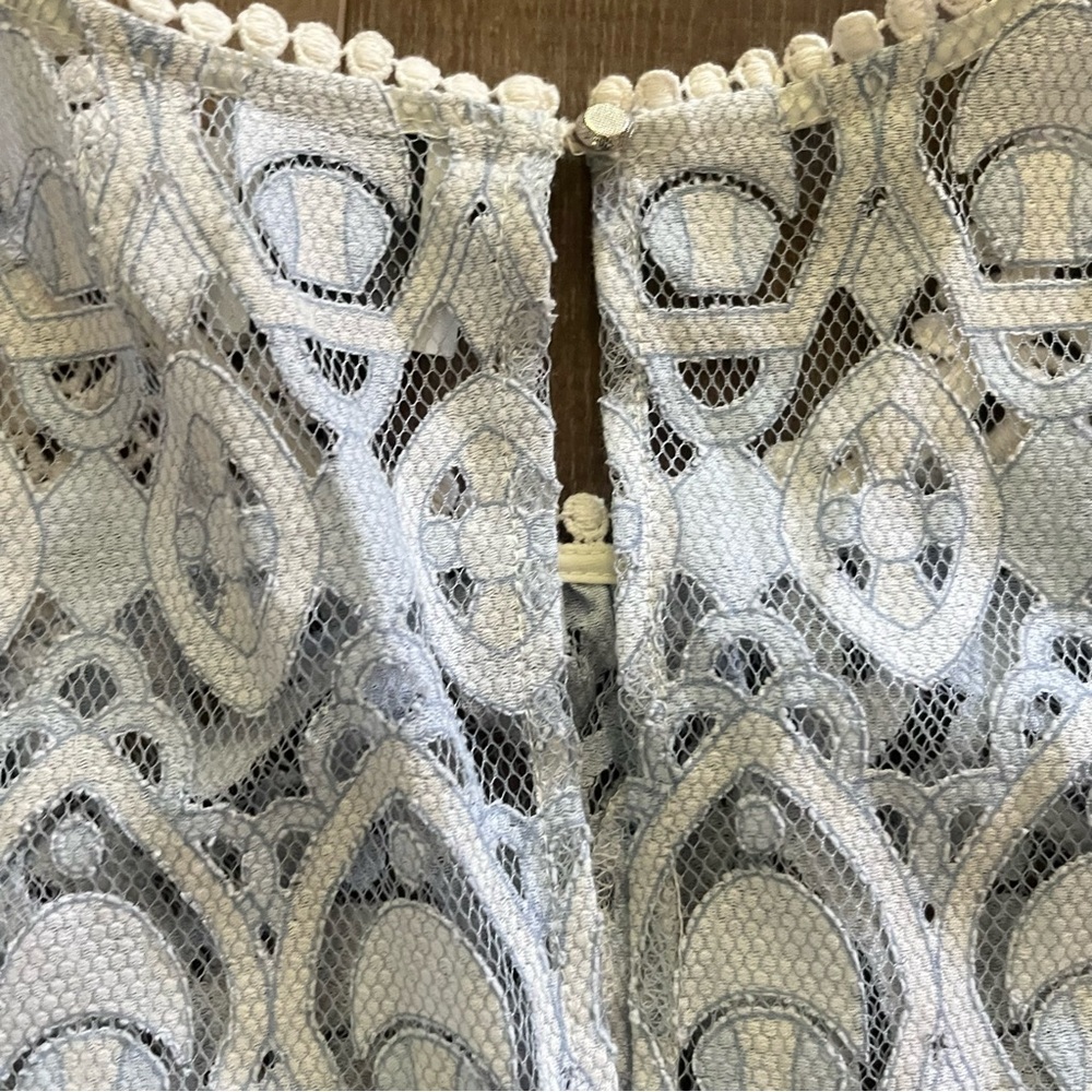 HD in Paris Anthropologie Blue Sheer Lace‎ Top SZ XS A-Line Fairy Whimsical 34” - Picture 9 of 13